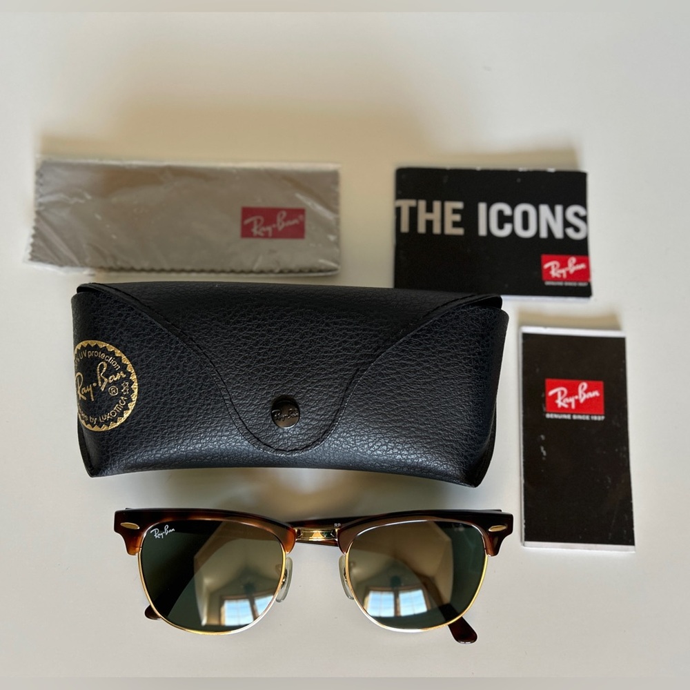 Ray-Ban Clubmaster Tortoise and Gold Sunglasses